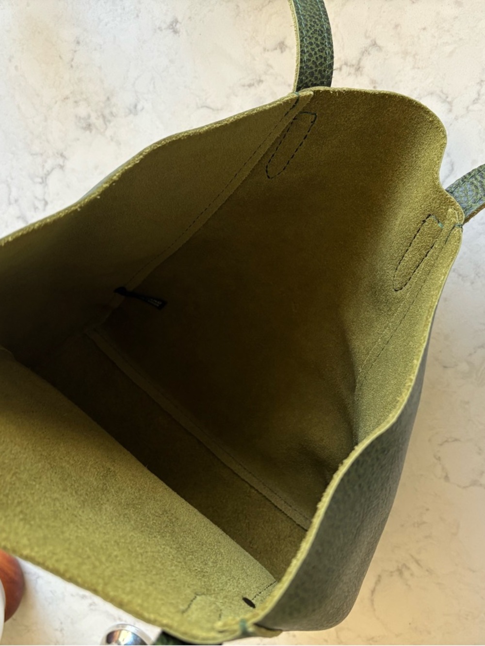 Portland Leather Classic Green Leather Tote Bag Large - Picture 5 of 15